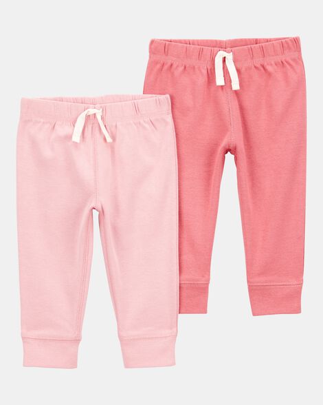 baby girl 2-pack pull-on pants - pink