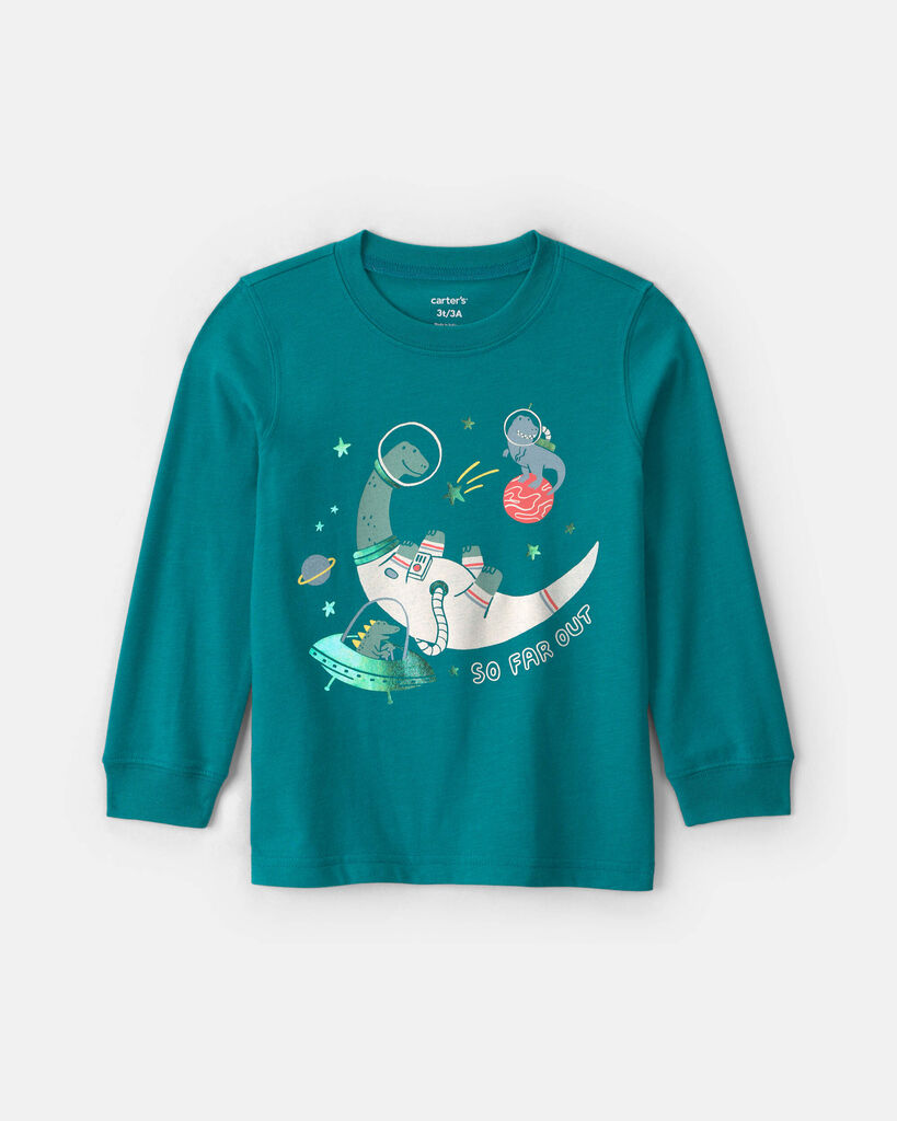 Carter's toddler boy 'space explorer' dinosaur long-sleeve graphic tee 12M Green