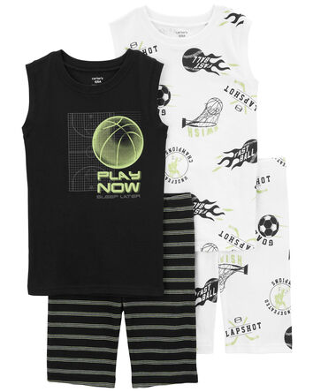 Kid 4-Piece Basketball 100% Snug Fit Cotton Pajamas