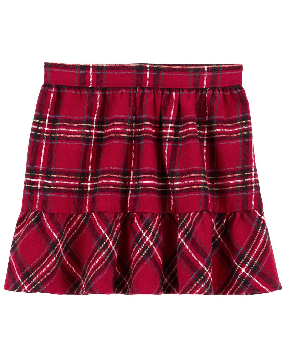 Red Kid Plaid Twill Flannel Skirt