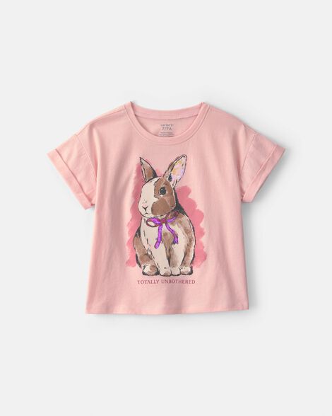 girls bunny graphic tee - pink
