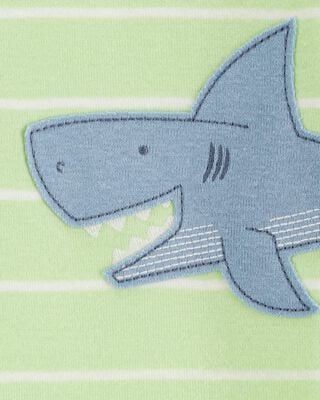 Product image 2 of Toddler Boy Shark Striped Snug Fit Cotton Footless 1-Piece Pajamas - Green