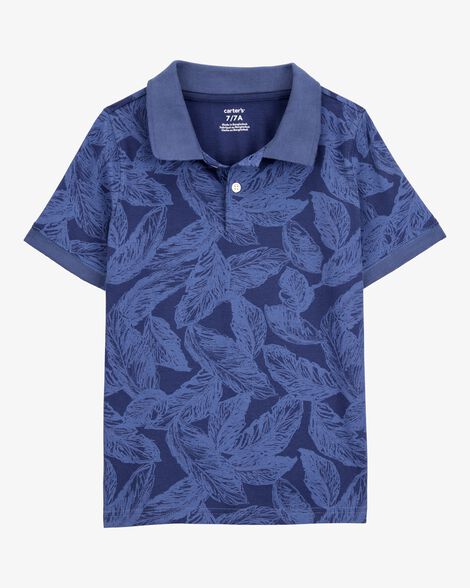  Product image 1 of Kid Leaf Print Short-Sleeve Polo - Navy