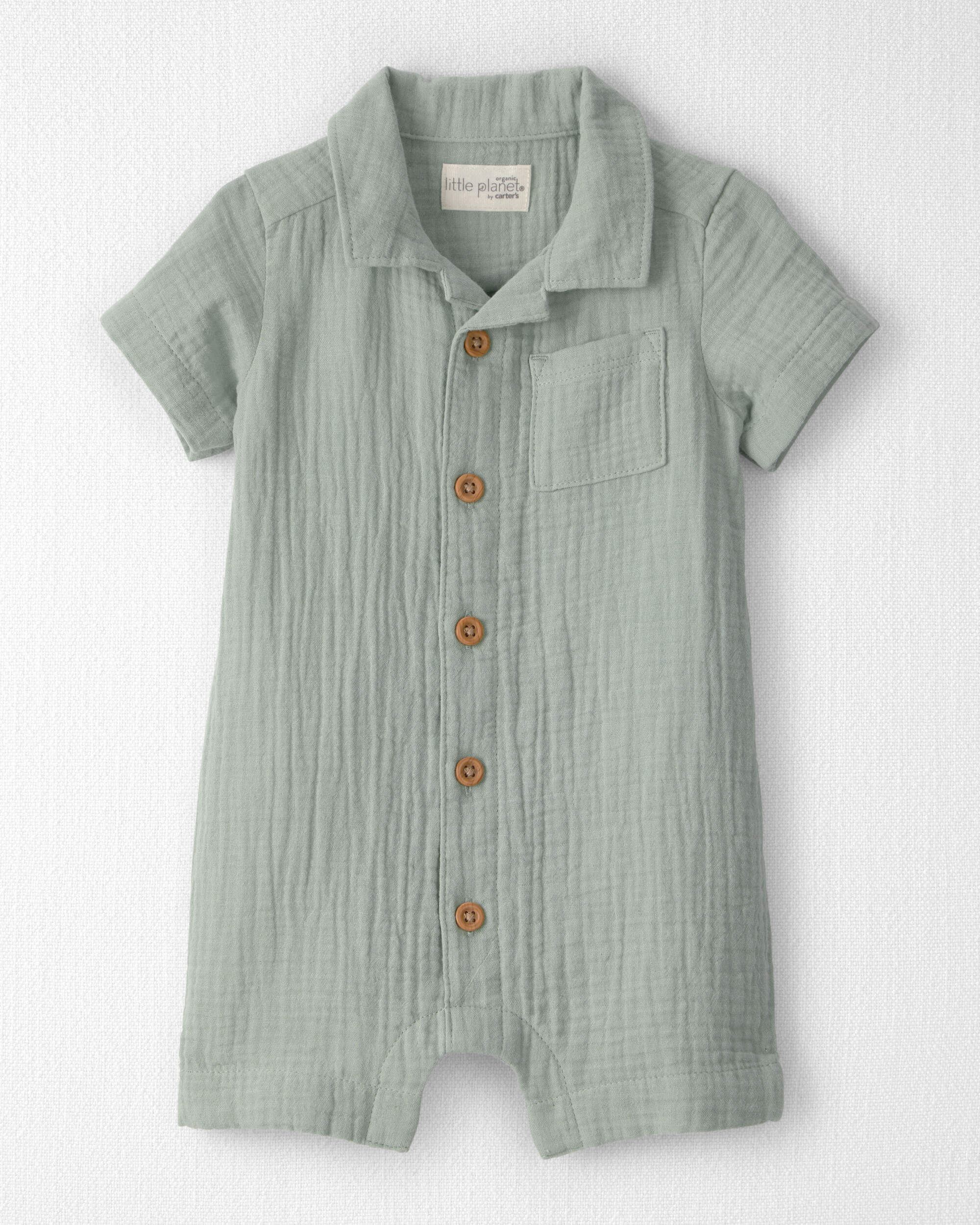 Little Planet Baby Boy Organic Cotton Gauze Romper 12M Meadow Green 27$