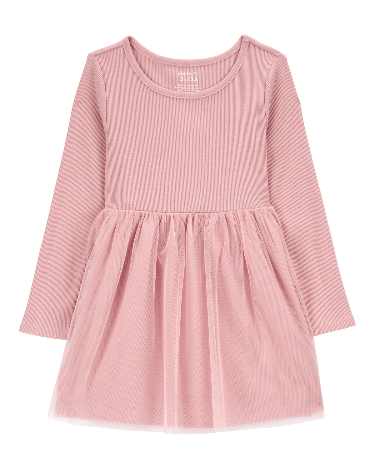 トップス Treat Girl's tulle frill jersey Toddler Tulle Long-Sleeve Jersey Dress - Carter's | Carter's