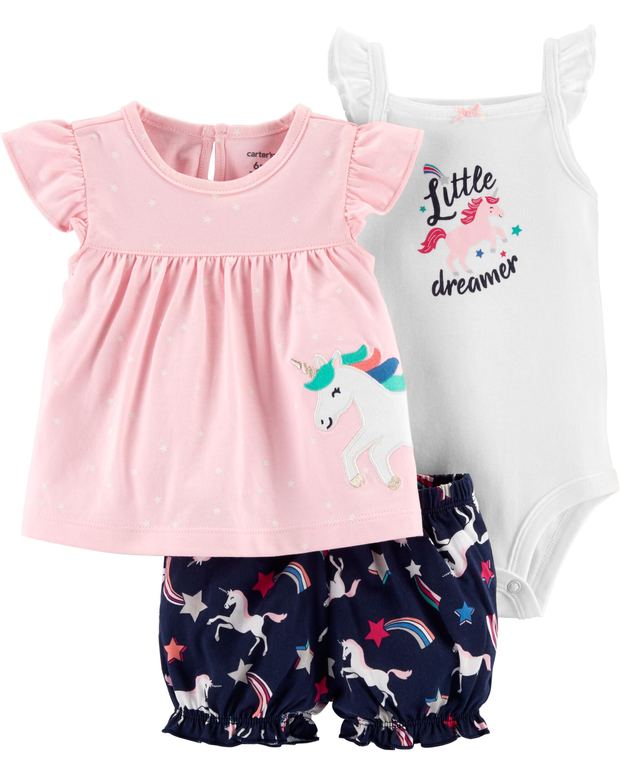 3-Piece Unicorn Little Short Set 