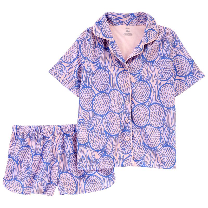 Girl's 2-Piece Pineapple Loose Fit Pajamas