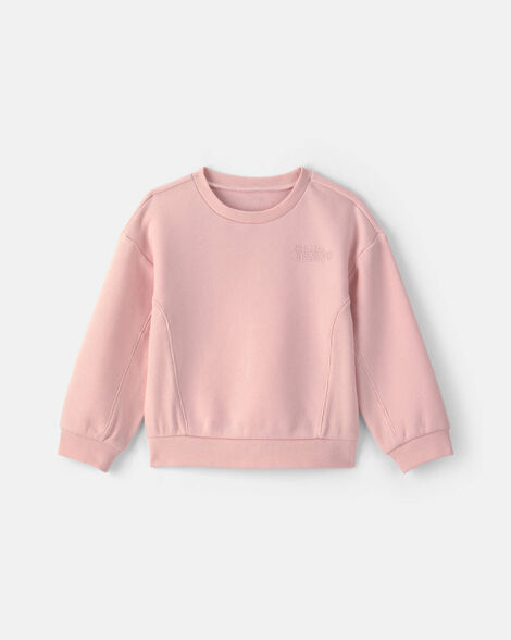 toddler girl 'little icon' fleece pullover sweatshirt - pink