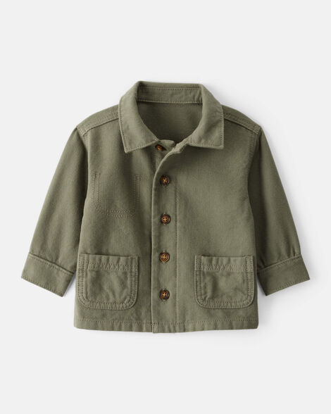baby boy herringbone long-sleeve fashion jacket - olive