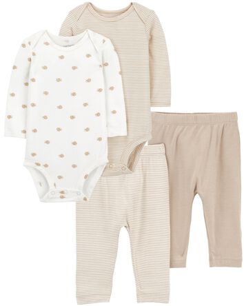 Baby 4-Piece PurelySoft Long-Sleeve Bodysuits & Pants Set