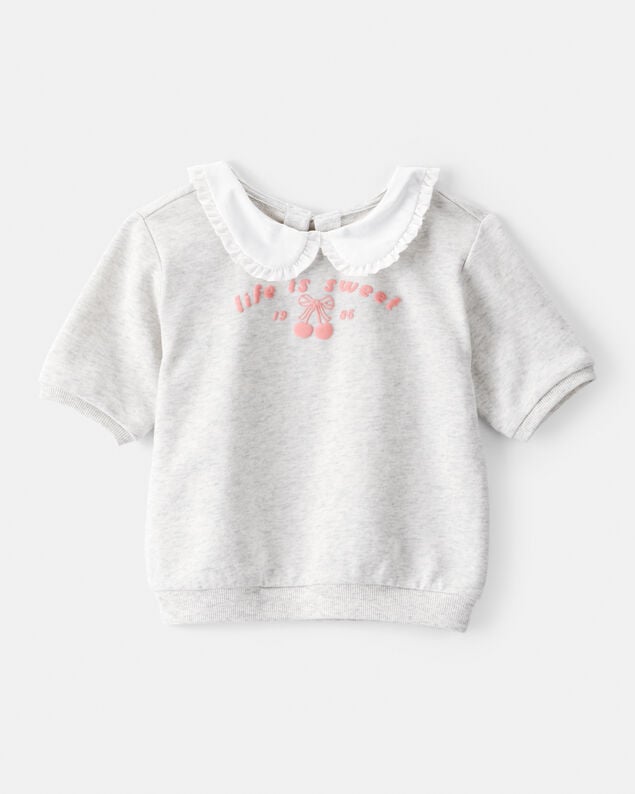 Product image 1 of Toddler Girl Cherry French Terry Short-Sleeve Graphic Tee - White
