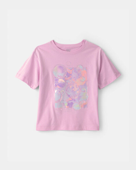 girls bubble oversized graphic tee - pink