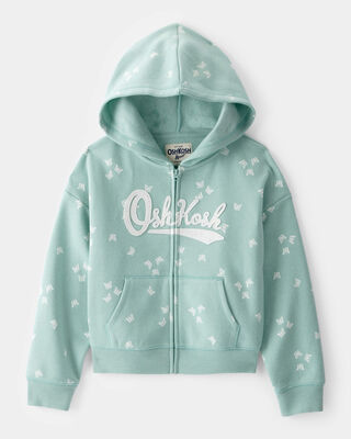 Product image 1 of Kid Butterfly Print OshKosh Fleece Logo Jacket - Green