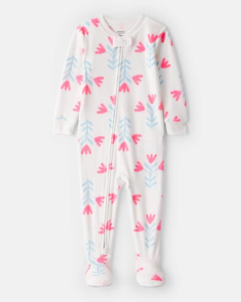 toddler girl floral dreamplush snug fit 1-piece pajamas
