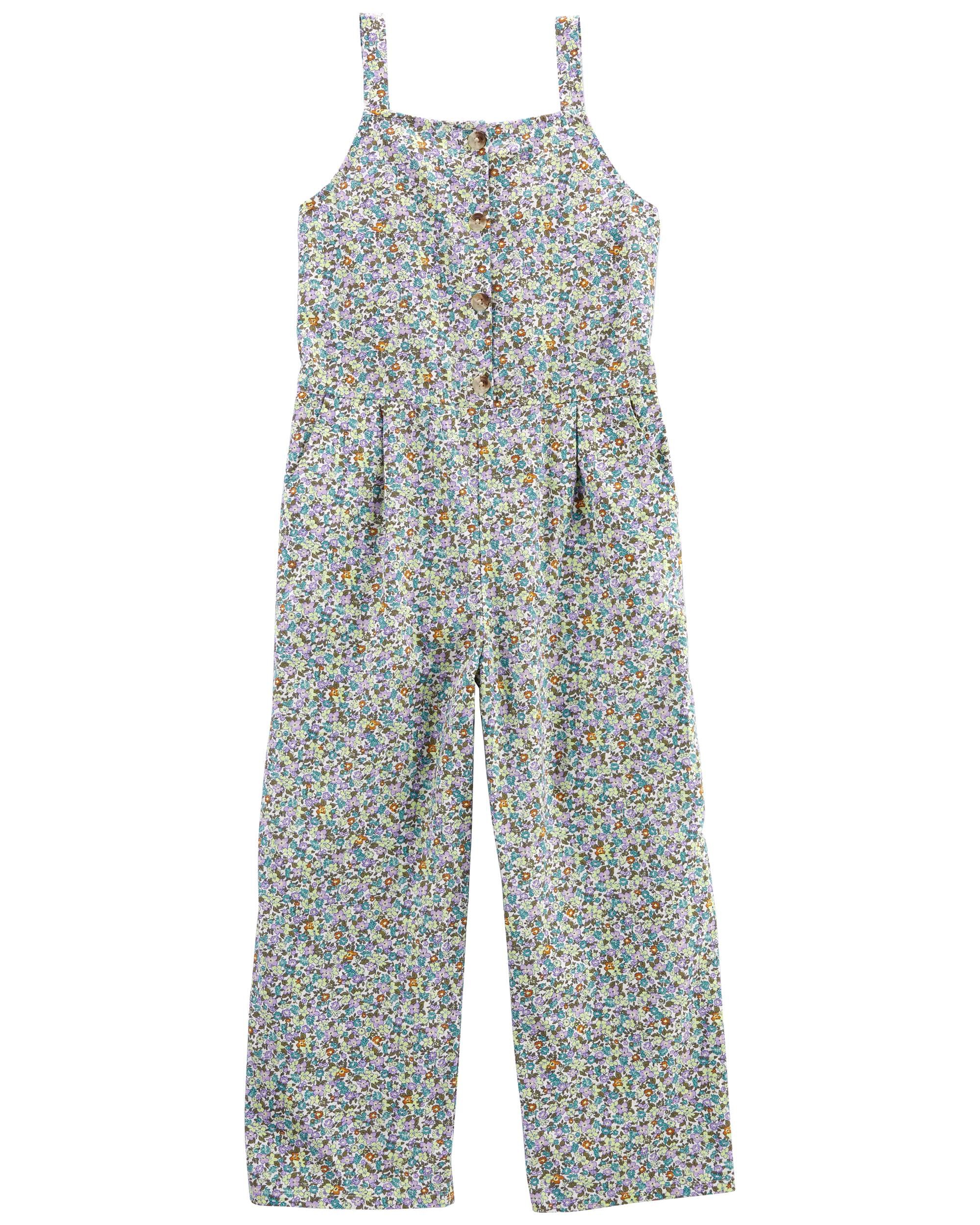 Kid Floral Print Button Front Wide Leg Jumpsuit OshKosh Carter s