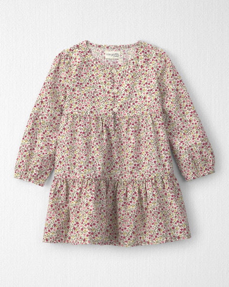 Toddler Girl Organic Cotton Dobby Dress in Floral