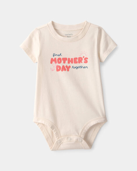 baby 'mother's day' graphic bodysuit - cream