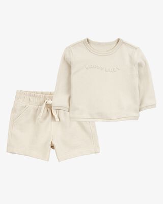 Product image 1 of Baby 2-Piece French Terry Pullover & Short Set - Cream