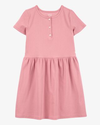 Product image 1 of Kid Solid Short-Sleeve Dress - Pink