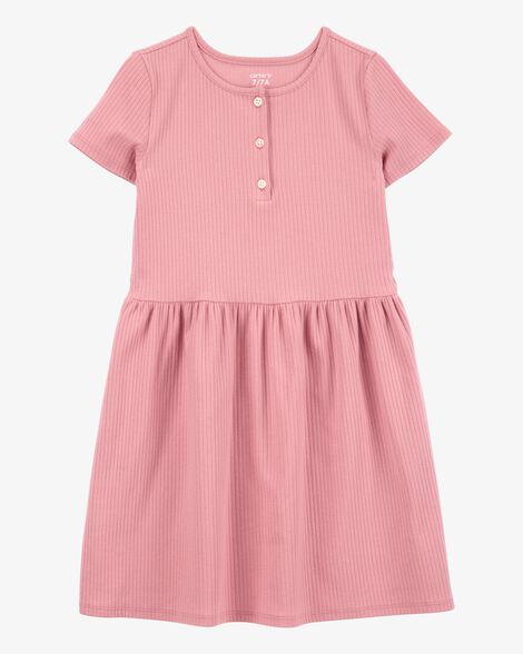  Product image 1 of Kid Solid Short-Sleeve Dress - Pink