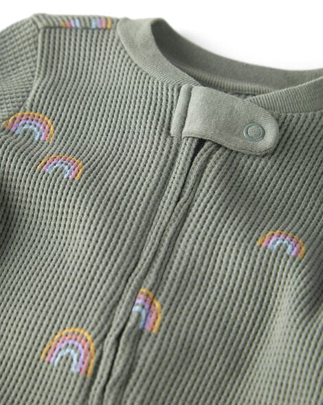 Baby Organic Cotton Waffle Knit Striped Sleep & Play Pajamas
