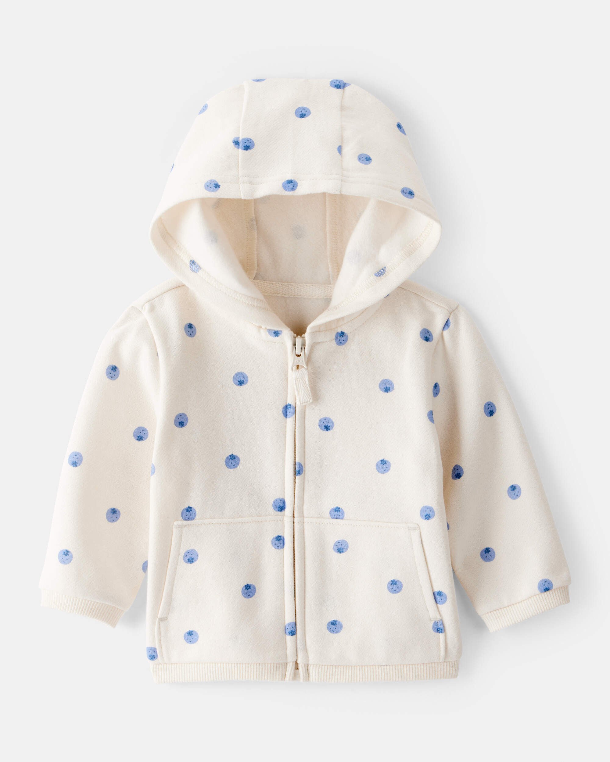 Baby Girl Blueberry Print Long-Sleeve Hoodie - Ivory