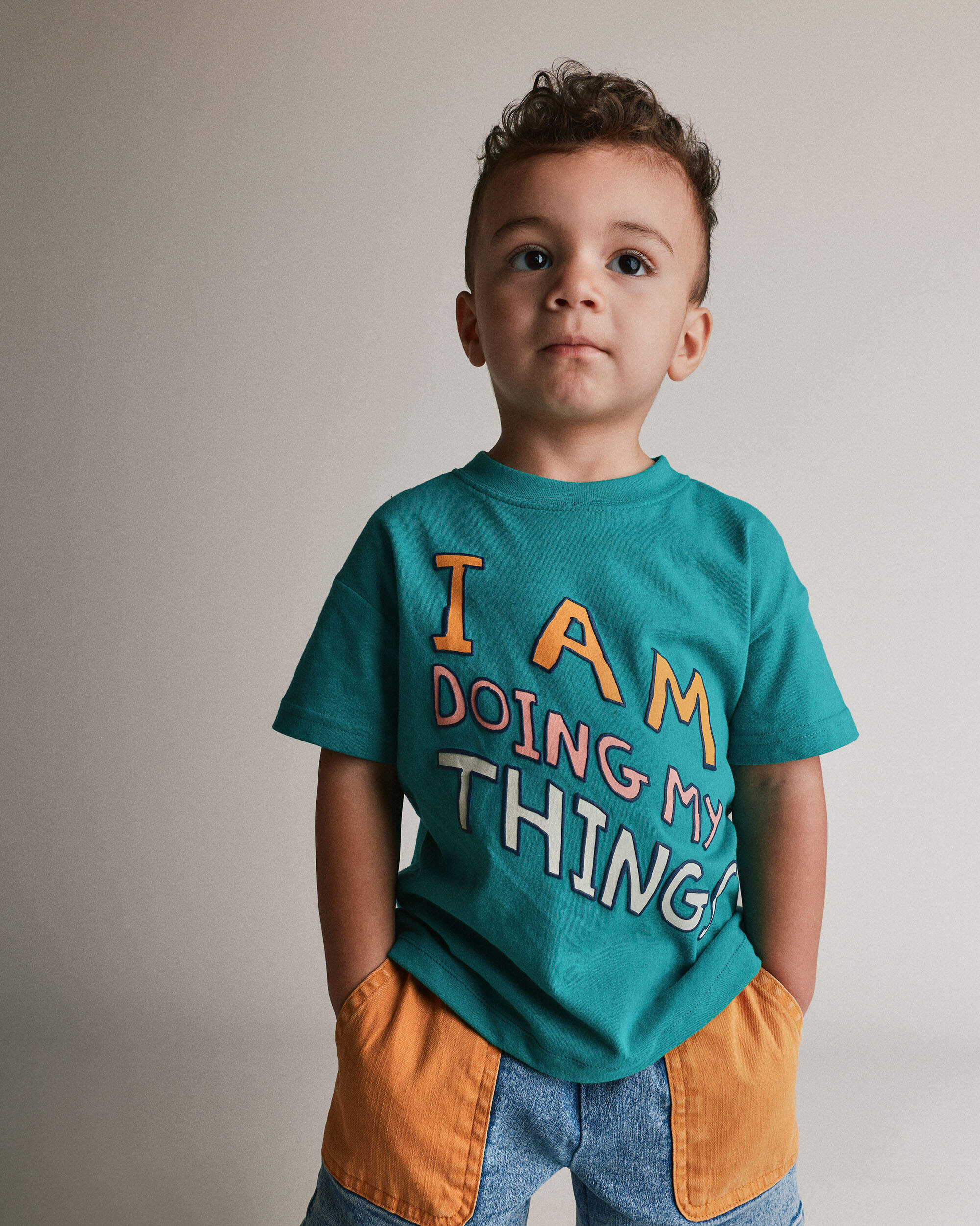Otter Avenue Toddler 'I Am Doing My Things' Relaxed Graphic Tee 12M Teal