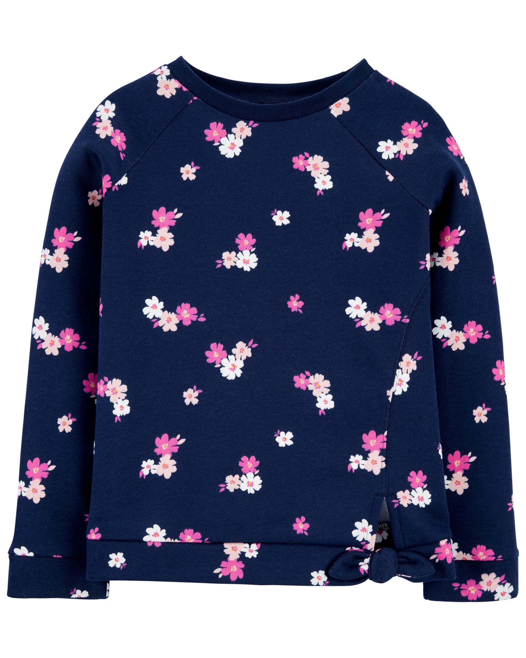 Navy Kid Floral Pullover Fleece 