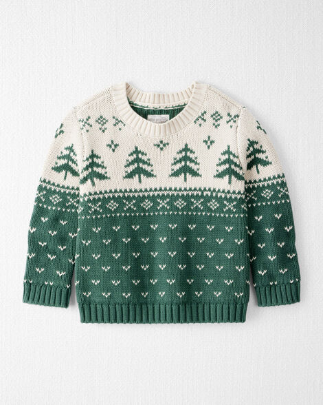 Toddler Organic Cotton Evergreen Fair Isle Sweater
