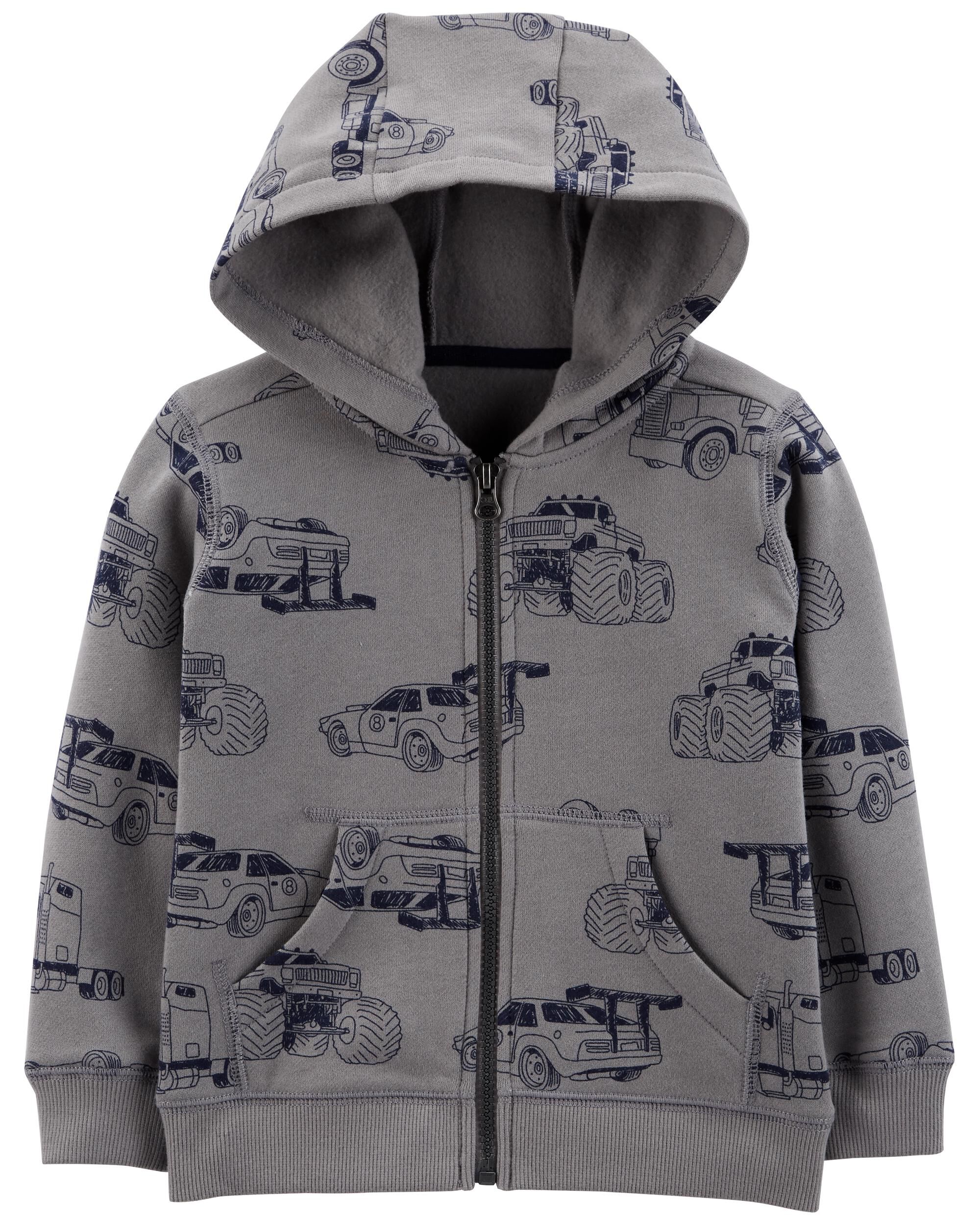 Grey Toddler Zip-Up Fleece Hoodie 