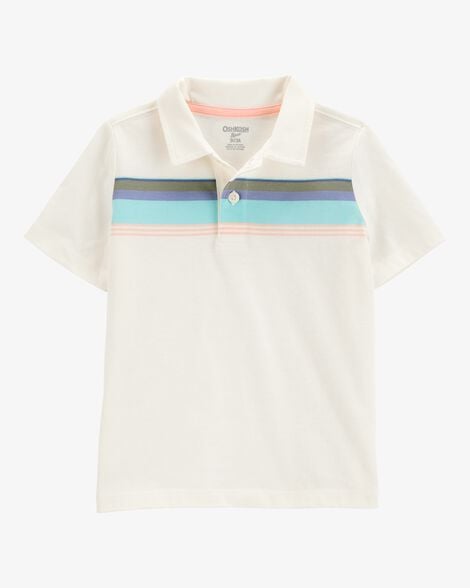  Product image 1 of Toddler Striped Short-Sleeve Polo - Cream
