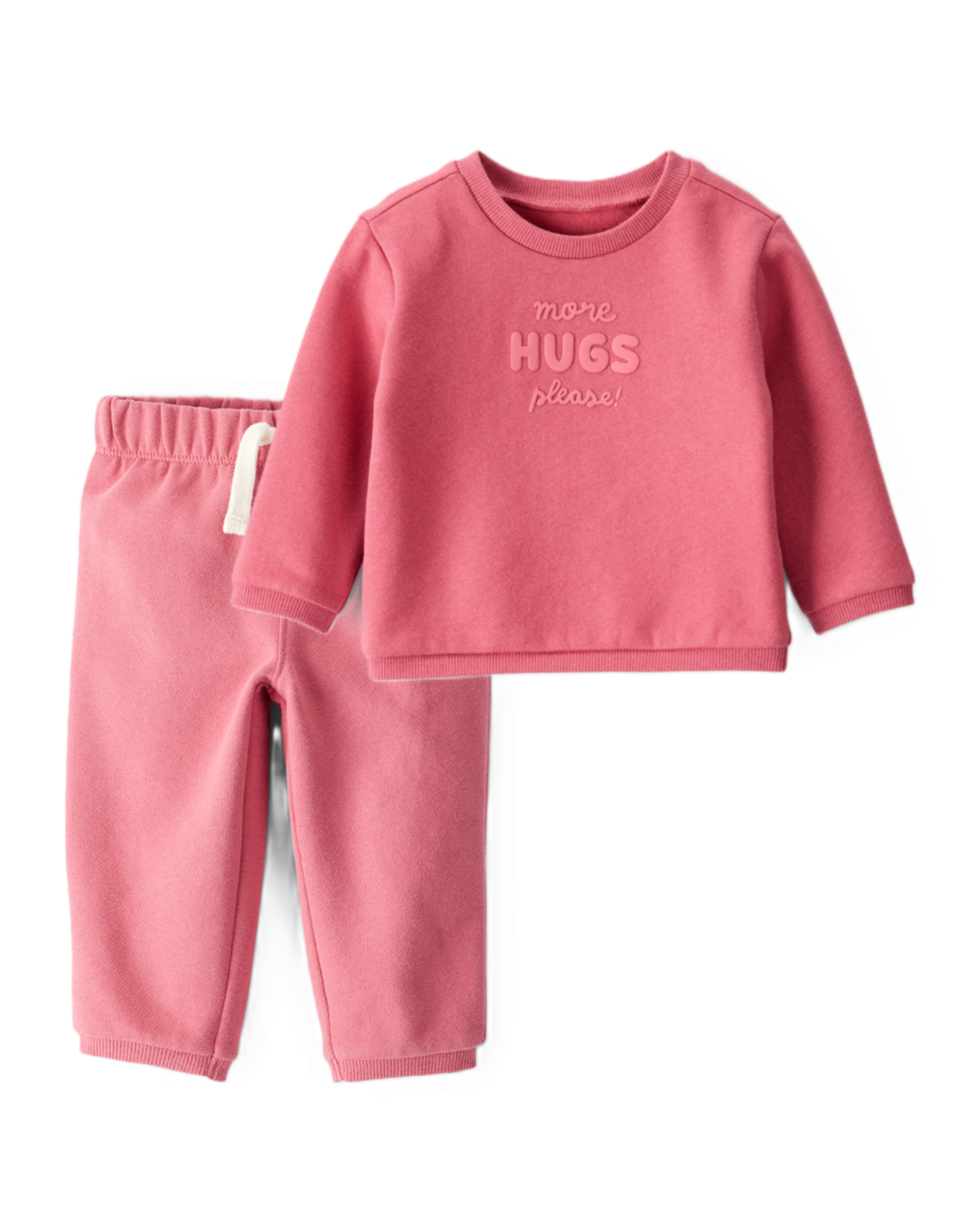 Baby Girl 2-Piece DayDream Fleece Fleece "More Hugs Please" Sweatshirt & Pants Set - Pink