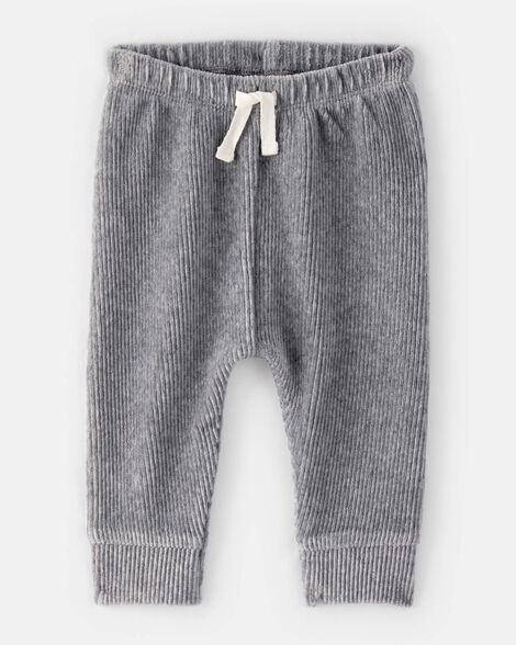 baby boy ribbed velour pant - dark grey