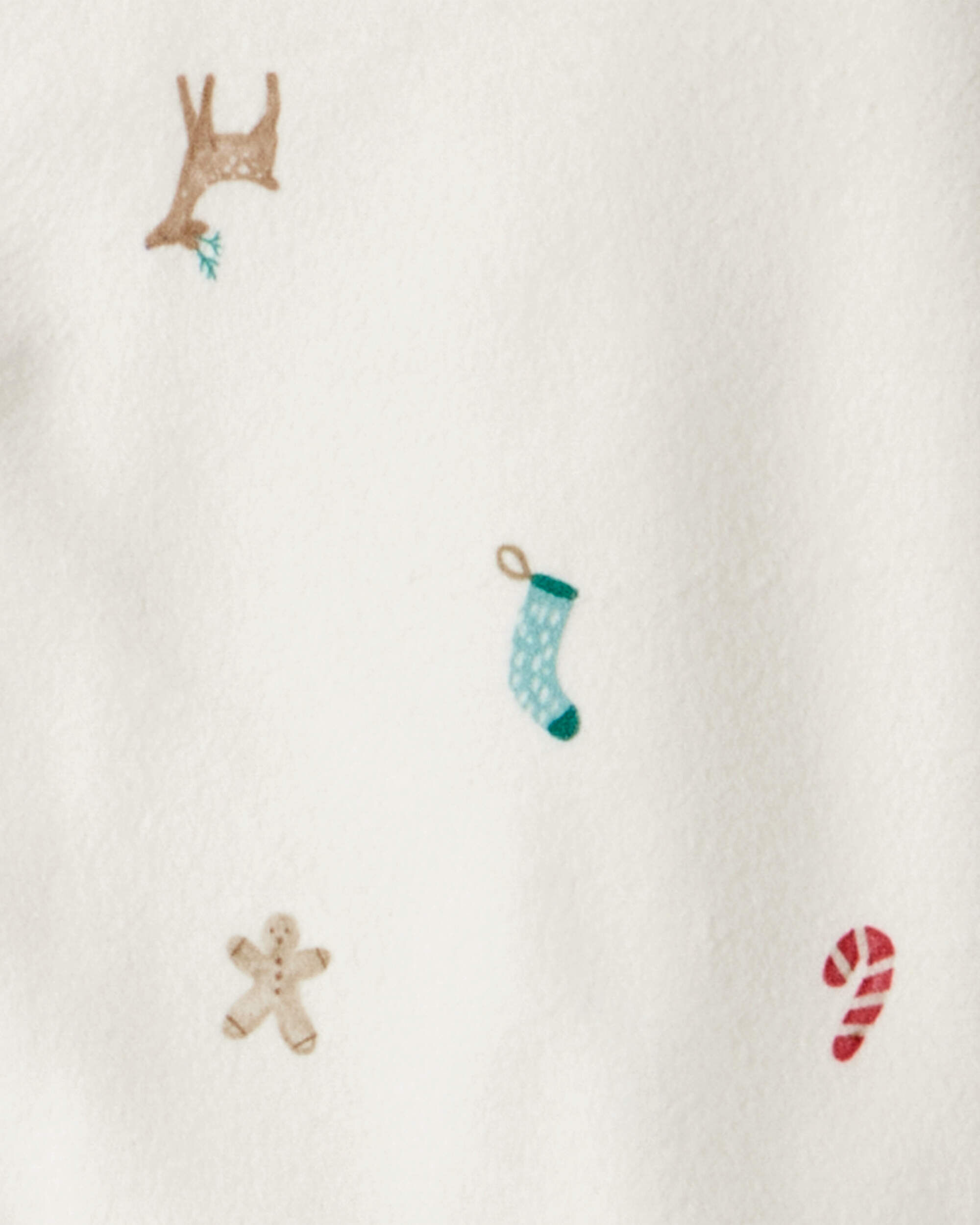 Toddler Mini Christmas Fleece Long-Sleeve Loose Fit 2-Piece Pajamas - White