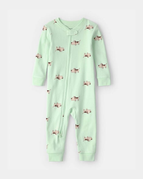 toddler dog 100% cotton snug fit 1-piece pajama - green
