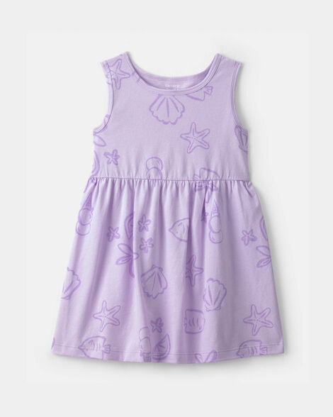 toddler girl sea animal sleeveless dress - purple