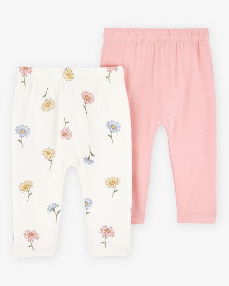  Product image 2 of Baby 2-Pack PurelySoft Pull-On Pants - Pink/Ivory