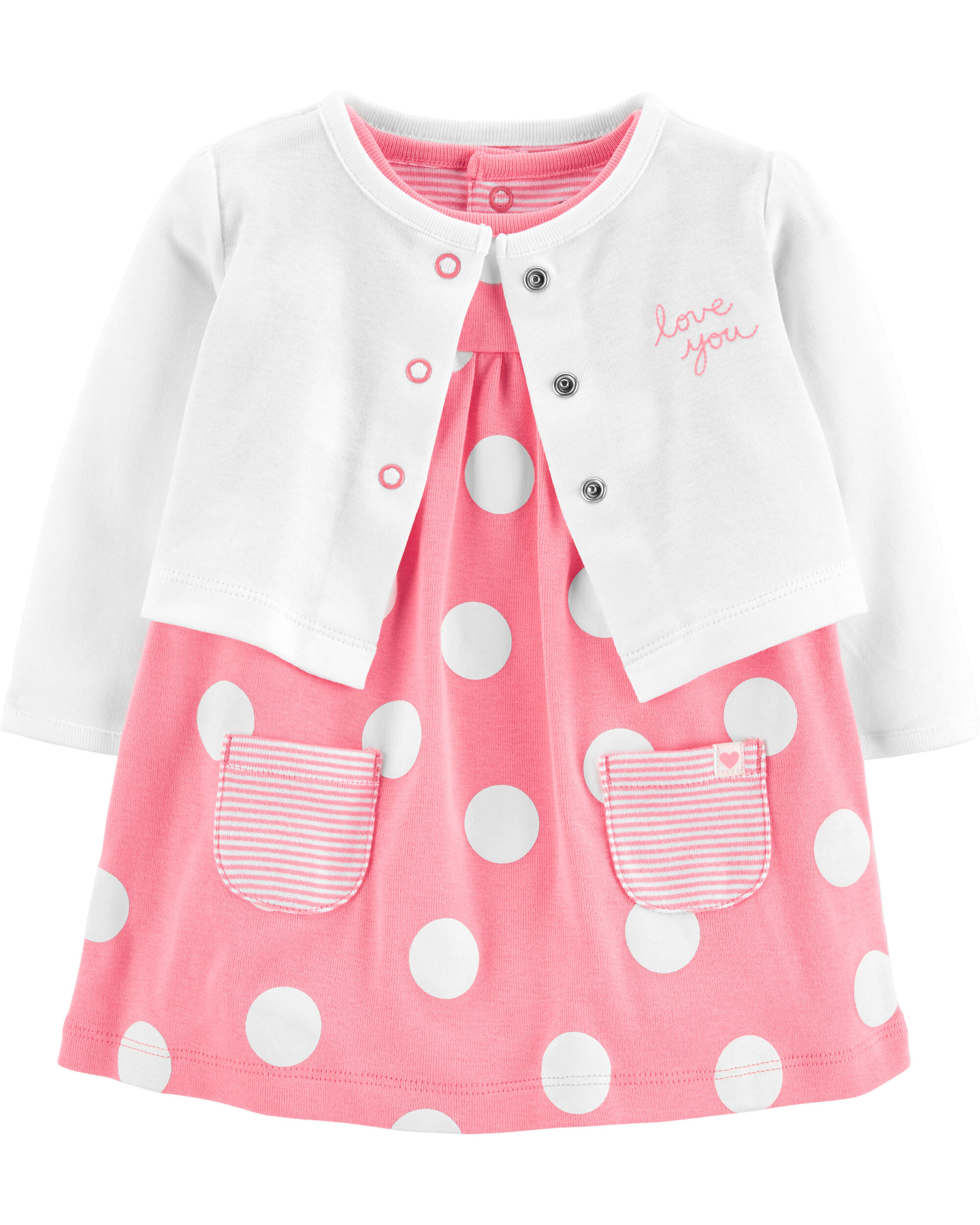 Carter’s one piece 24 month bodysuit.Pink with white polka dots New with tags