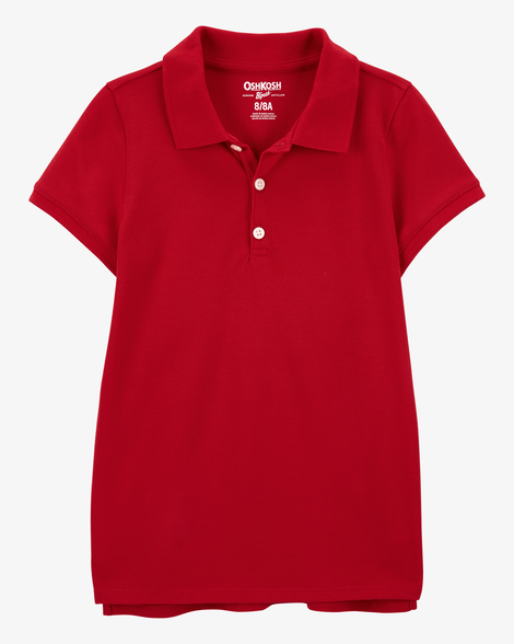 Girls Piqué Polo Shirt - Red