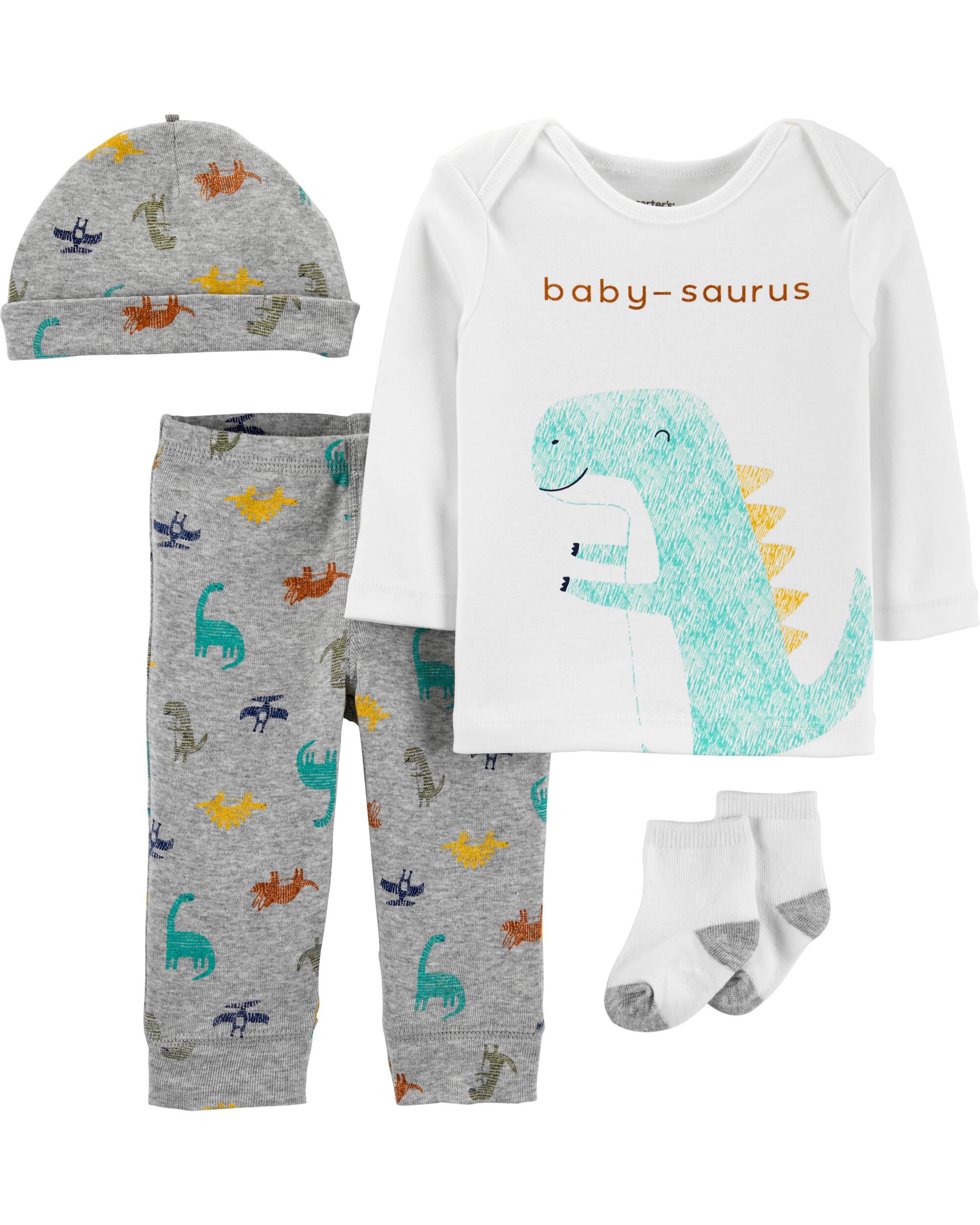 Baby Carters Baby Boys 4 Piece Slogan Tee PJ Set