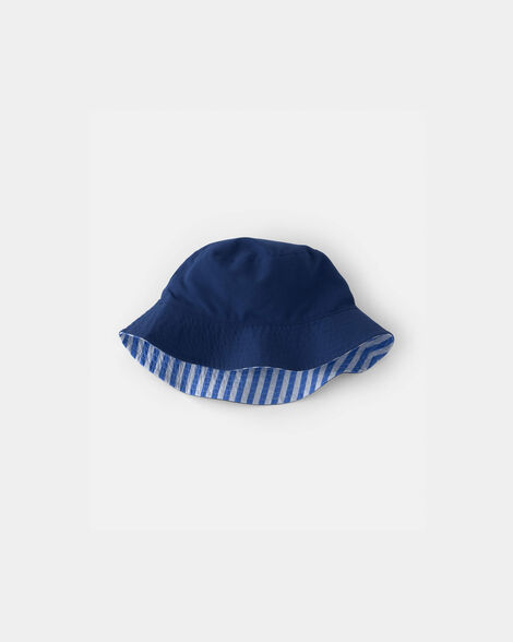 toddler boy reversible stripe swim hat - blue