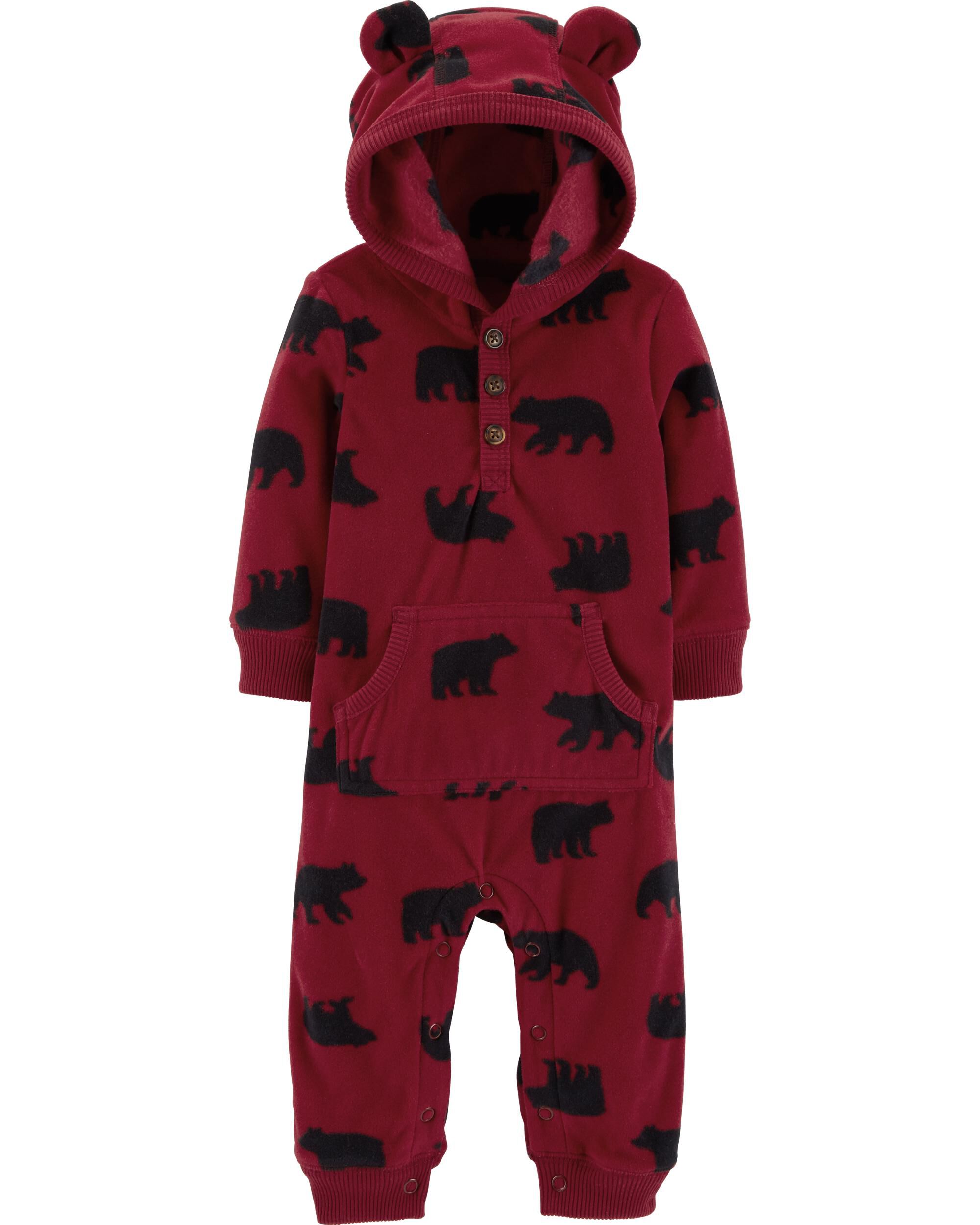 carter's bear fleece jumpsuit