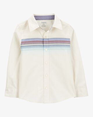 Product image 1 of Toddler Long-Sleeve Striped Button-Down Shirt - White
