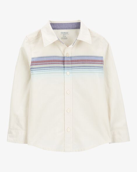  Product image 1 of Toddler Long-Sleeve Striped Button-Down Shirt - White