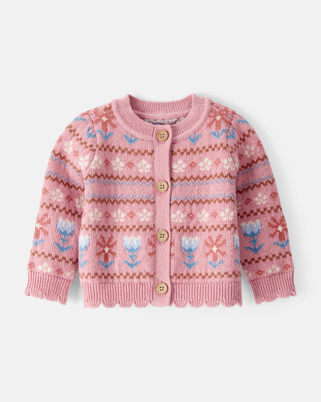 Product image 1 of Baby Girl Fair Isle Long-Sleeve Sweater - Pink