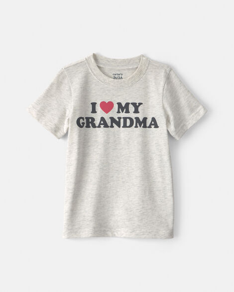 toddler 'i love my grandma' heart graphic tee - grey