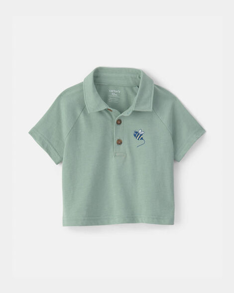 baby boy bumble bee short-sleeve polo shirt - green