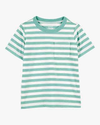 Product image 1 of Baby Striped Short-Sleeve Pocket Tee - Green