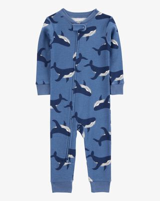 Product image 1 of Baby Whale Print Snug Fit Cotton Footless 1-Piece Pajamas - Navy