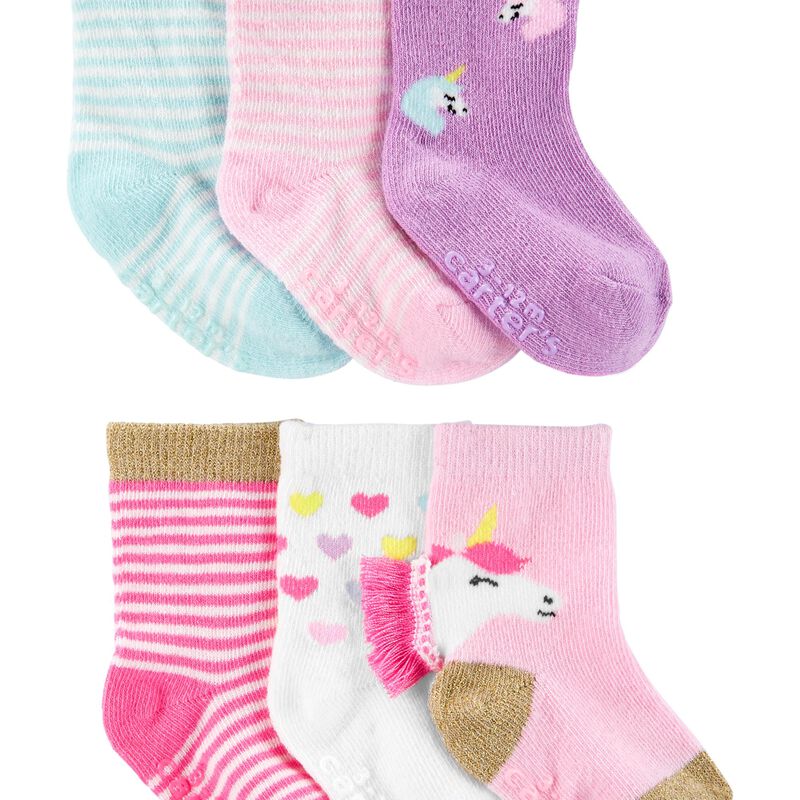 Pink/Purple/Blue Toddler 6-Pack Unicorn Crew Socks | carters.com